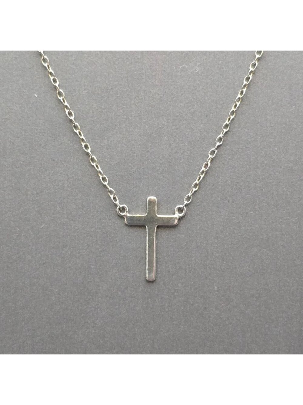 Sterling Silver Cross Necklace 16" Dainty Minimalist Designer Statement Piece
